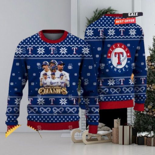 Texas Rangers MLB 2023 World Series Champions Xmas Holiday Ugly Christmas Sweater