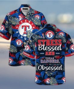 Texas Rangers MLB Summer Hawaiian Shirt And Shorts, Stress Blessed Obsessed For Fans