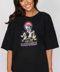 Texas Rangers Mickey Mouse Donald Duck Goofy Baseball Shirt