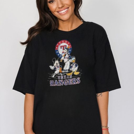 Texas Rangers Mickey Mouse Donald Duck Goofy Baseball Shirt