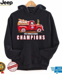 Texas Rangers Snoopy drive red truck 2023 World Series Champions shirt