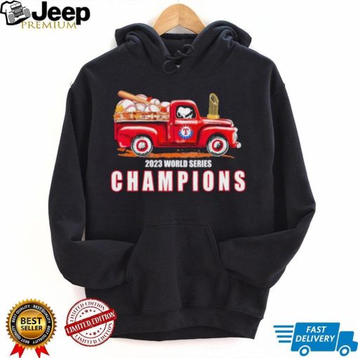 Texas Rangers Snoopy drive red truck 2023 World Series Champions shirt