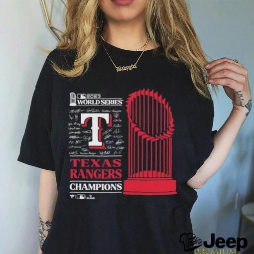 Texas Rangers Sport Team 2023 World Series Champions Trophy Signatures shirt