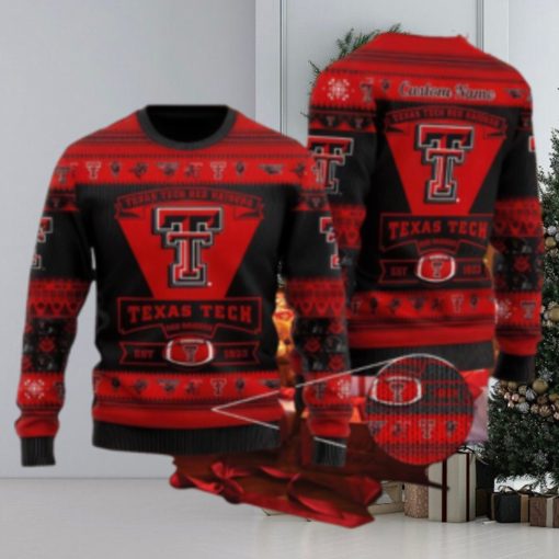 Texas Tech Red RaidSan Francisco 49ers Football Team Logo Ugly Christmas Sweater AOP Retail Custom Name