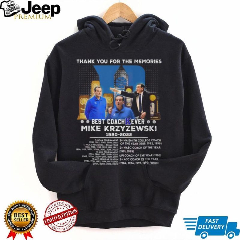 Thank You For The Memories Best Coach Ever Mike Krzyzewski 1980 – 2022 T Shirt
