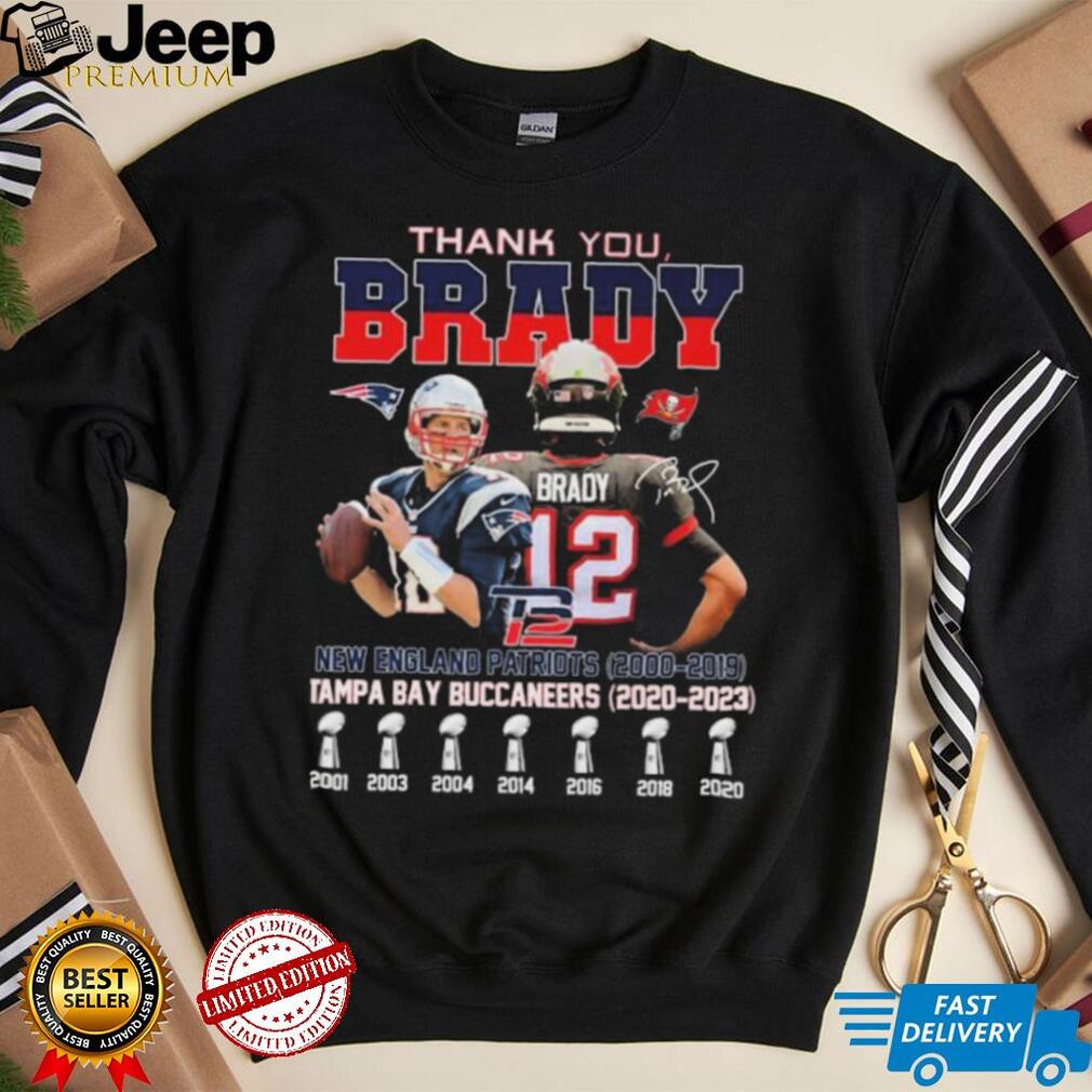 12 Tom Brady New England Patriots 2000-2019 Tampa Bay Buccaneers 2020  present thank You for the memories signature T-shirt – Emilytees