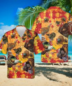 Thanksgiving Turkey Wishbone Hawaiian Shirt Fall Leaves Thanksgiving Shirt Gifts For Men