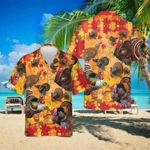 Thanksgiving Turkey Wishbone Hawaiian Shirt Fall Leaves Thanksgiving Shirt Gifts For Men