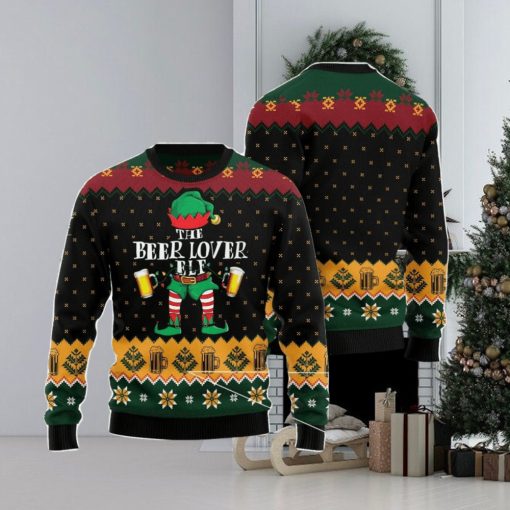 The Beer Lover Elf Family Gift Ugly Christmas Sweater