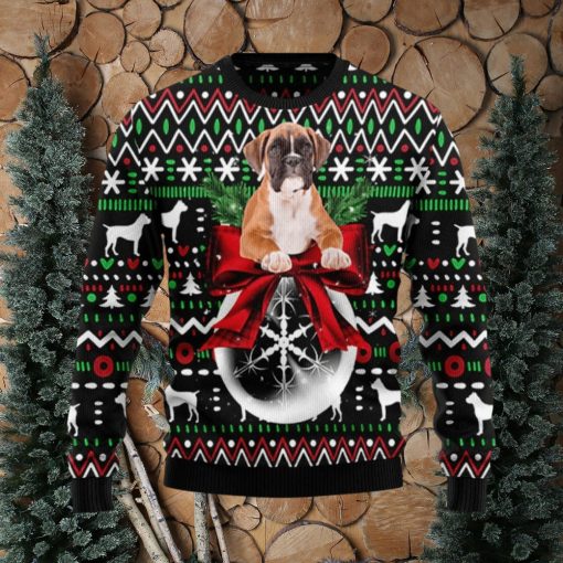 The Boxer Puppy Xmas Christmas Ugly Sweater 3D