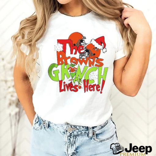 The Browns Grinch Lives Here Christmas Shirt