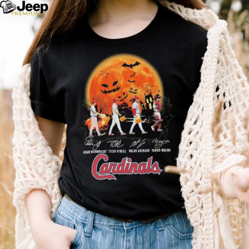 The Cardinals Adam Wainwright Tyler O’neill Nolan Arenado And Yadier Molina Abbey Road Halloween Signatures Shirt