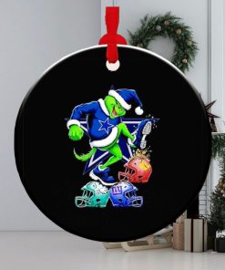 The Dallas Cowboys Santa Grinch trample down Commanders Giants and Eagles helmet ornament