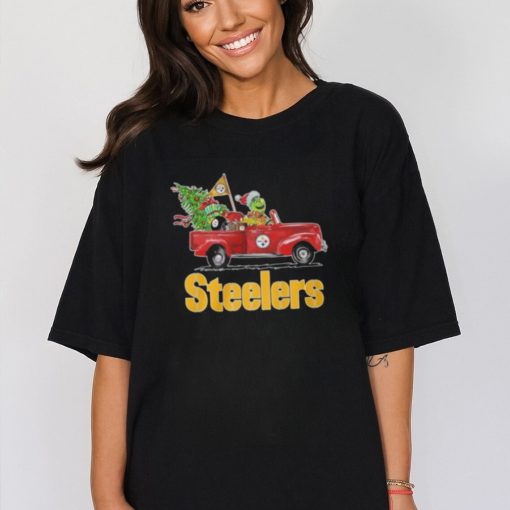 The Grinch Drive Car Pittsburgh Steelers Christmas Classic T Shirt