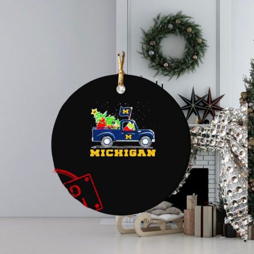 The Grinch Drive Truck Michigan Football Christmas Ornament