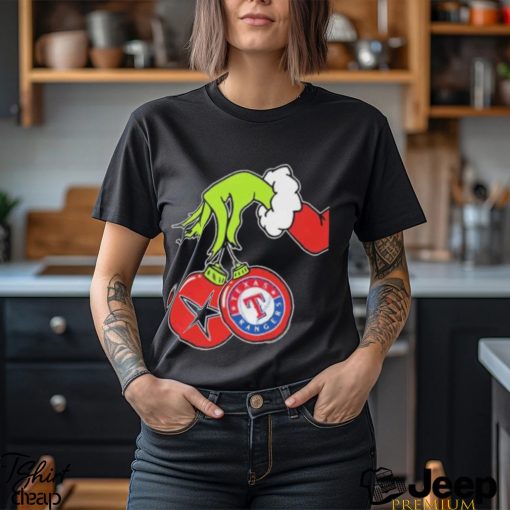 The Grinch Hand Hold Dallas Cowboys And Texas Rangers T Shirt