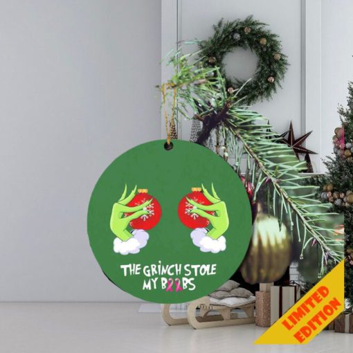 The Grinch Hand Holding Boobs Funny The Grinch Stole My Boobs Christmas 2023 Holiday Gift Ornament