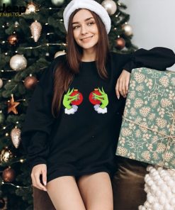 The Grinch Hand Holding Boobs Ornament Christmas Funny Unisex T Shirt