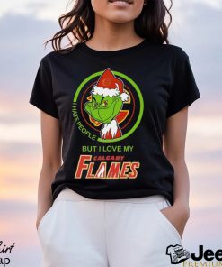 The Grinch I Hate People But I Love My Calgary Flames Logo T Shirt