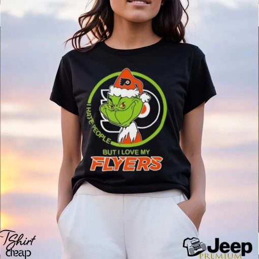 The Grinch I Hate People But I Love My Philadelphia Flyers Logo T Shirt