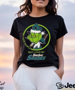 The Grinch I Hate People But I Love My San Jose Sharks Logo T Shirt