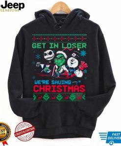 The Grinch Jack Skellington And Snowman Get In Loser We’Re Going Saving Ugly Vintage Christmas Tshirts