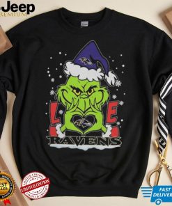 The Grinch Love Heart Baltimore Ravens Football Christmas 2023 Shirt