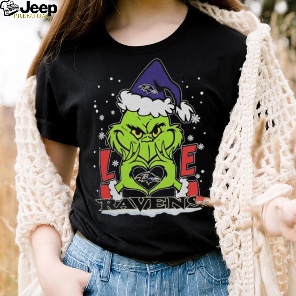 The Grinch Love Heart Baltimore Ravens Football Christmas 2023 Shirt -  teejeep