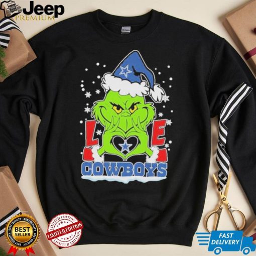 The Grinch Love Heart Dallas Cowboys Football Christmas T shirt