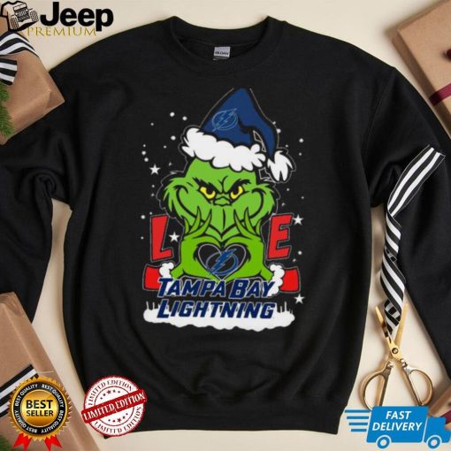 The Grinch Love Heart Tampa Bay Lightning Football Christmas 2023 Shirt