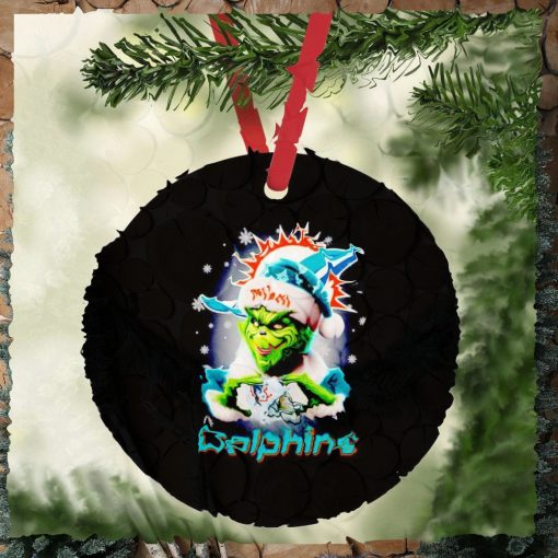 The Grinch Santa love Miami Dolphins Christmas ornament