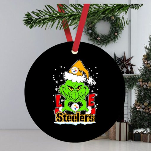 The Grinch Santa love Pittsburgh Steelers ornament