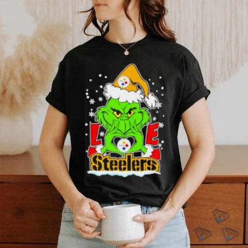 The Grinch Santa love Pittsburgh Steelers shirt