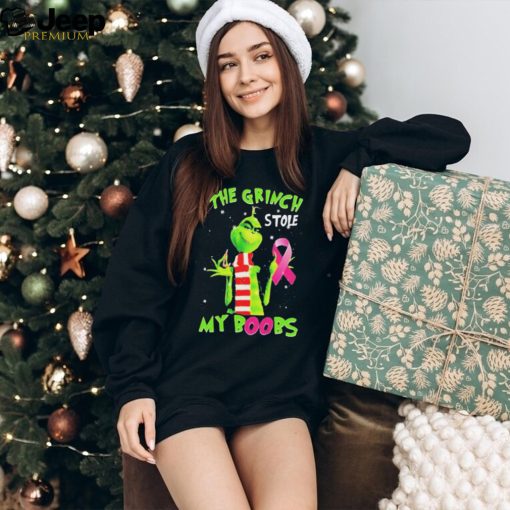 The Grinch Stole My Boobs Breast Cancer Awareness Christmas Unisex T Shirt