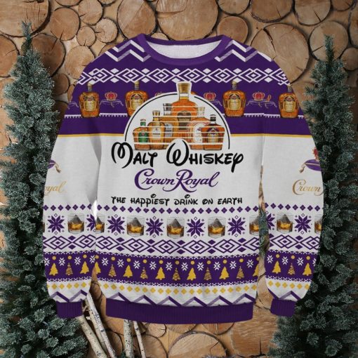 The Happiest Drink On Earth Whiskey Ugly Christmas Sweater, Gift for Christmas Holiday