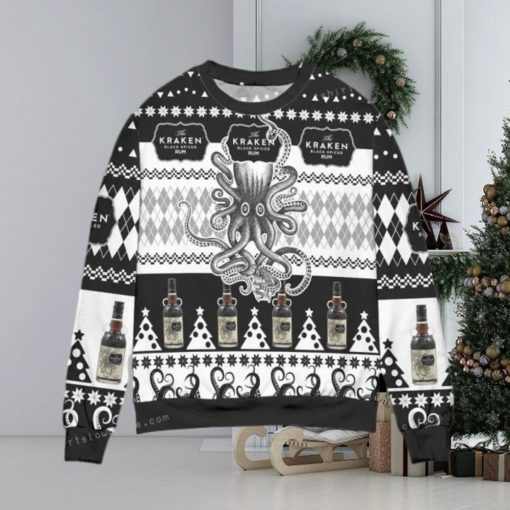 The Kraken Spiced Rum Argyle Christmas Ugly Sweater Mens