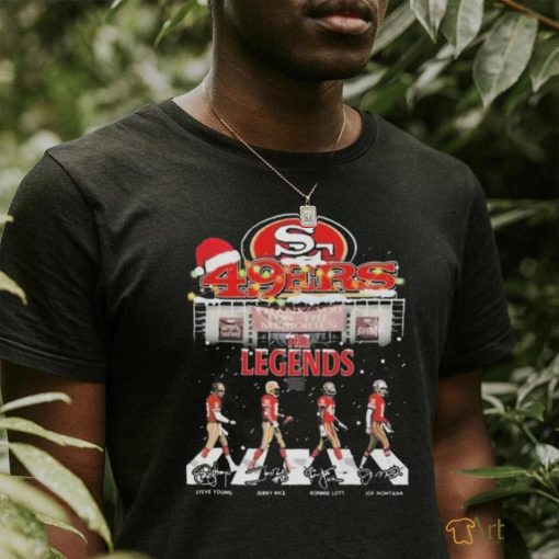 The Legends Santa Hat San Francisco 49ers Abbey Road Christmas Signatures Shirt