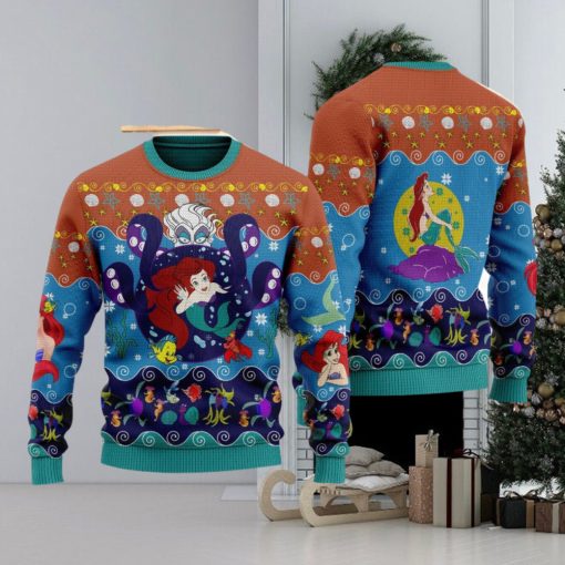 The Little Princess 3D Ugly Christmas Sweater, Princess Mermaid Xmas Ugly Christmas Sweater Men And Women Gift