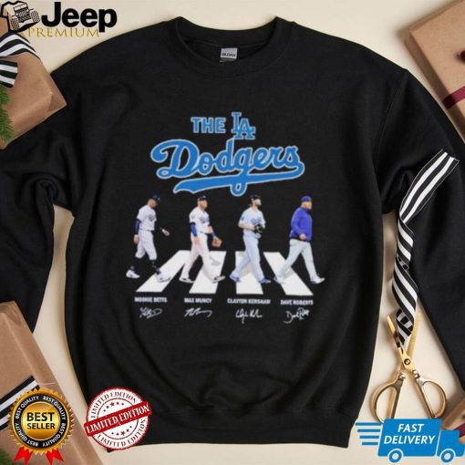 The Los Angeles Dodgers Betts Muncy Kershaw and Roberts abbey road 2023 signatures shirt