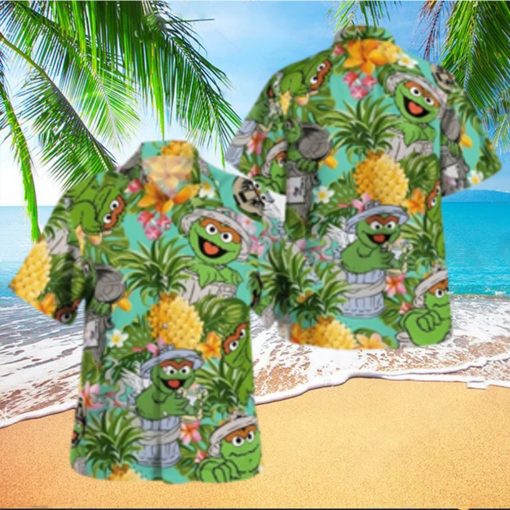 The Muppet Oscar The Grouch Pineapple Tropical Summer Hawaiian Shirt