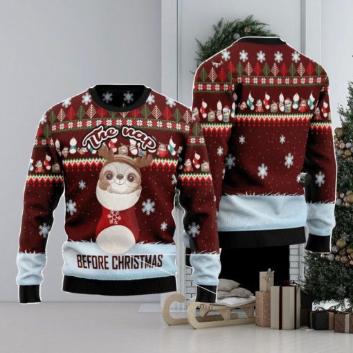The Nap Before Christmas Sloth Family Gift Ugly Christmas Sweater