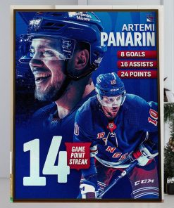 The New York Rangers Artemi Panarin 14 Game Point Streak In NHL Home Decor Poster Canvas