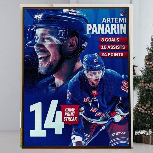 The New York Rangers Artemi Panarin 14 Game Point Streak In NHL Home Decor Poster Canvas