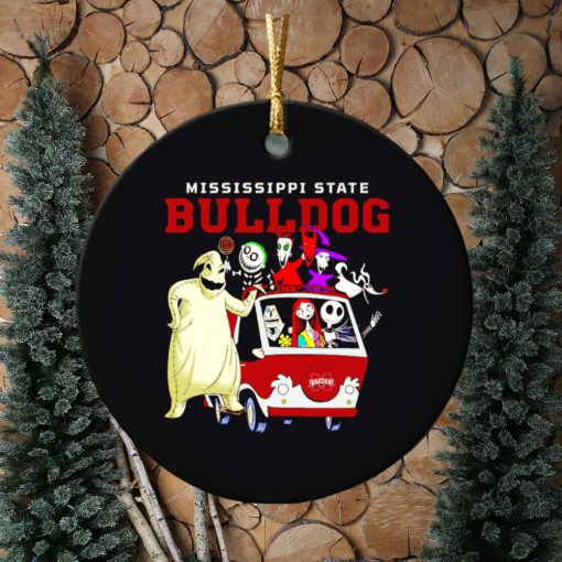 The Nightmare Before Christmas characters Mississippi State Bulldogs on the car ornament