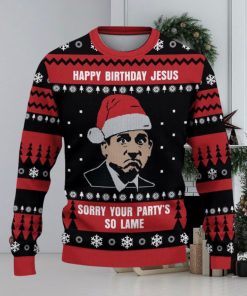 The Office Happy Birthday Jesus Sorry Your Party’s So Lame Ugly Christmas Sweater