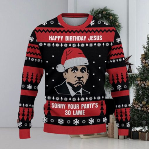 The Office Happy Birthday Jesus Sorry Your Party’s So Lame Ugly Christmas Sweater