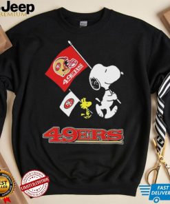 The Peanuts Snoopy And Woodstock San Francisco 49ers Football Flag Shirt