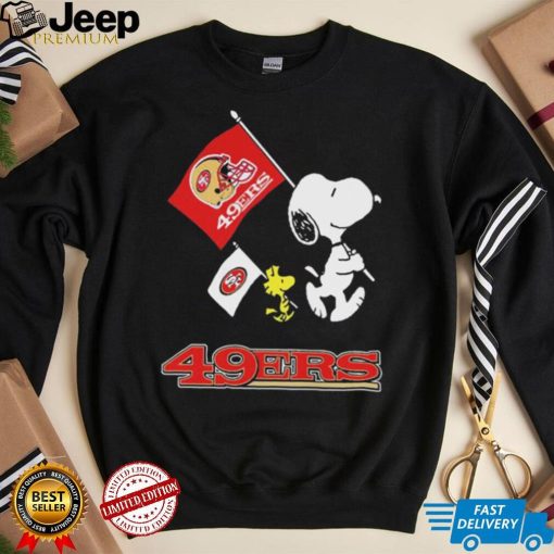 The Peanuts Snoopy And Woodstock San Francisco 49ers Football Flag Shirt