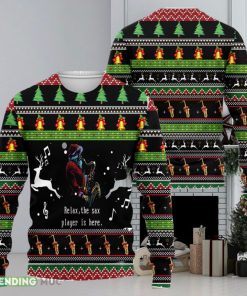 The Sax Player Is Here Santa Claus Plays Ugly Christmas Sweater 3D All Over Printed Sweaters Christmas Gift