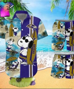 The best selling Baltimore Ravens Snoopy All Over Print Hawaiian Shirt And Beach Short
